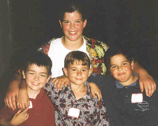 2001 Andrew Family Reunion - (L to R) Thomas Martin with Jacob Lenhardt (3rd Cousins) and Jacob & David Hopkins (5th Cousins) - Click on Picture to View Full Screen